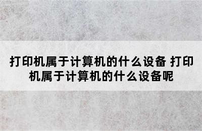 打印机属于计算机的什么设备 打印机属于计算机的什么设备呢